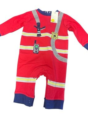 Boden Red and Navy Baby Romper with Gray Accents